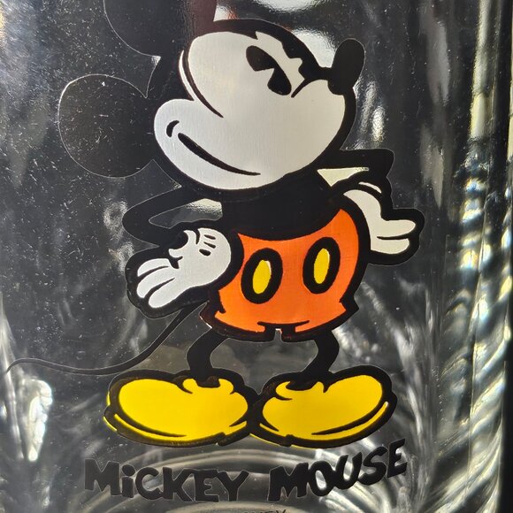 Vintage Walt Disney World Mickey Mouse Glass Clear Candy Jar With Lid - Picture 3 of 10